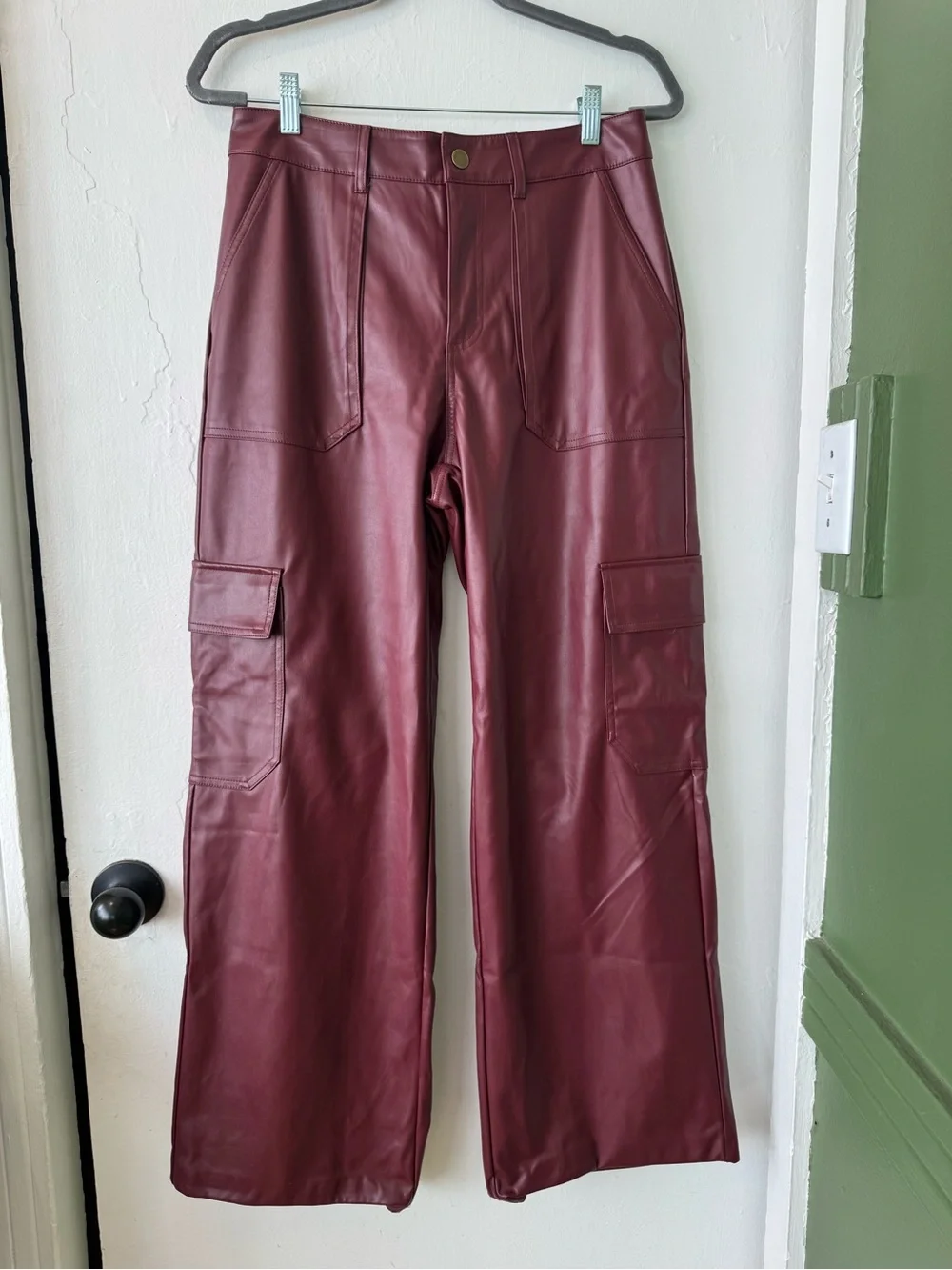 wild fable Wide-Leg Faux Leather Pants in Burgundy